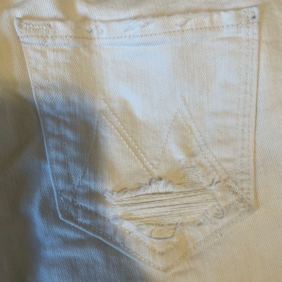 Mother Denim The Flirt Chew Ankle Unnatural Acts Ivory Straight Jeans Sz 25 High - Picture 8 of 16